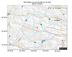 Kütahya Simav'da 4.7 Şiddetinde Deprem