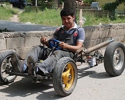 Hurda Araç Parçalarıyla Go Kart Arabası Yaptı