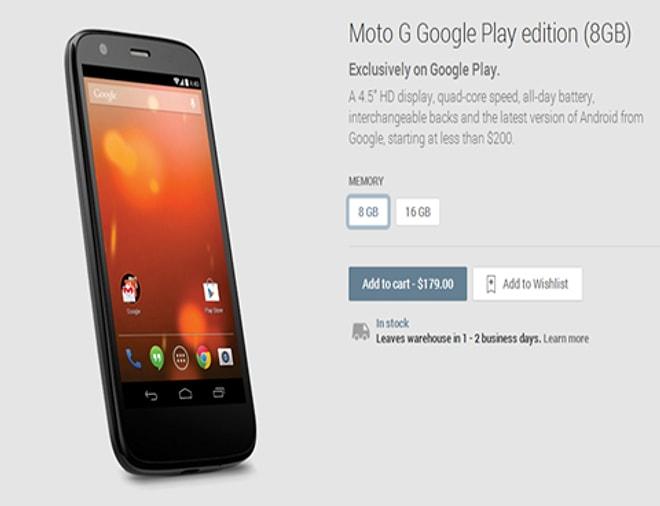 Moto G Google Play Edition satışa sunuldu!
