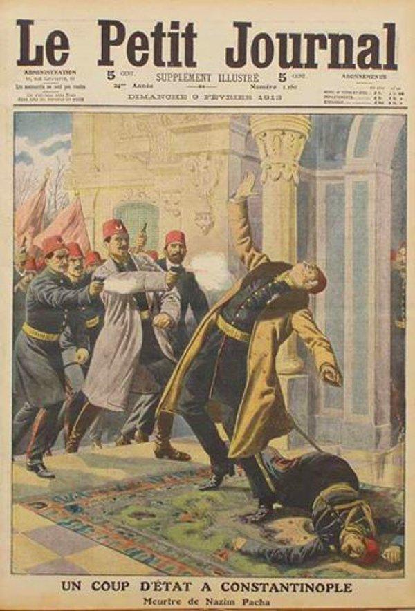15. Harbiye Nazırı Nazım Paşa'nın Yakup Cemil Tarafından Bab-ı Âli baskınında vurulması, (Le Petit Journal, 9 Şubat 1913)