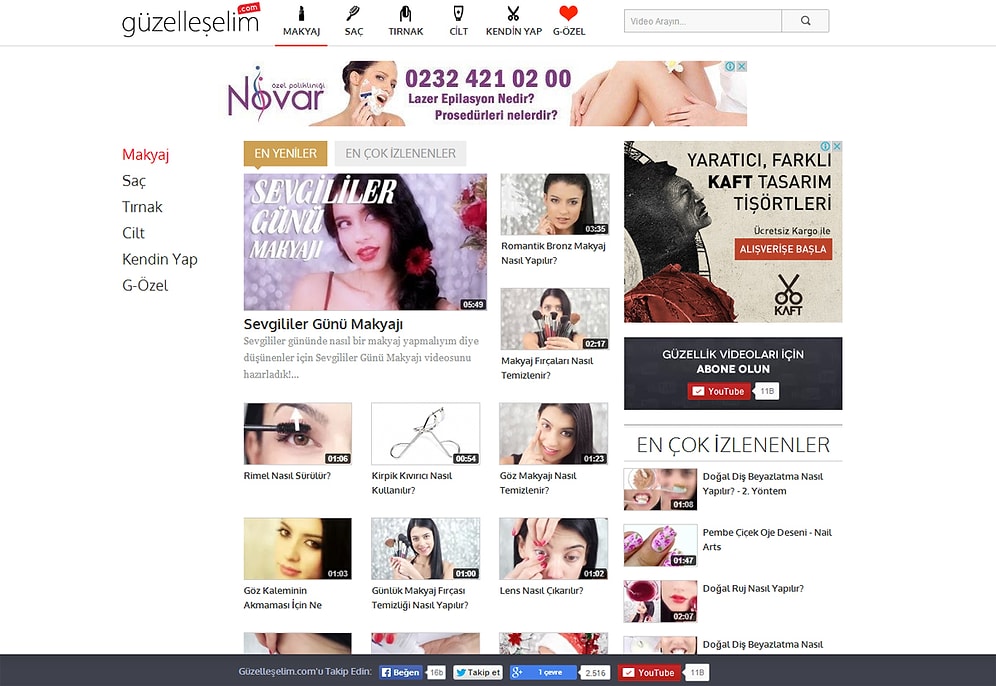 Türkiye'nin Güzellik Dikeyinde İlk Video Sitesi: Güzelleşelim.Com