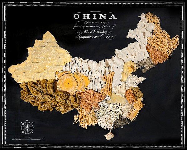 2. Erişteden yapılmış Çin haritası