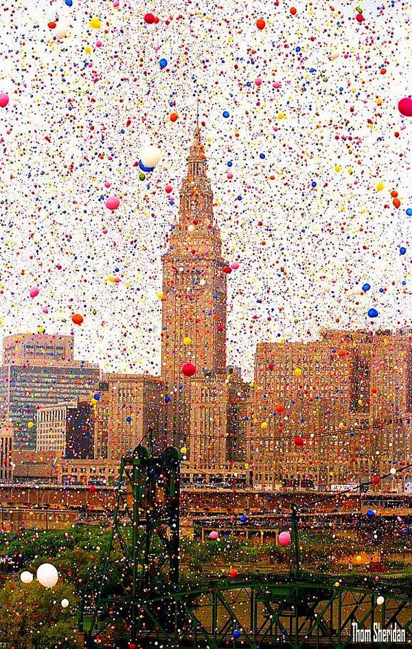 4. Cleveland balon festivali, 1.5 milyon balon gökyüzüne bırakılırsa, 1986
