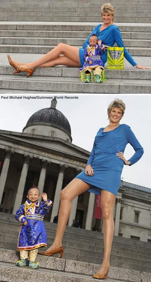 Dünyanın en uzun bacaklı insanı ile dünyanın en kısa adamının buluşması