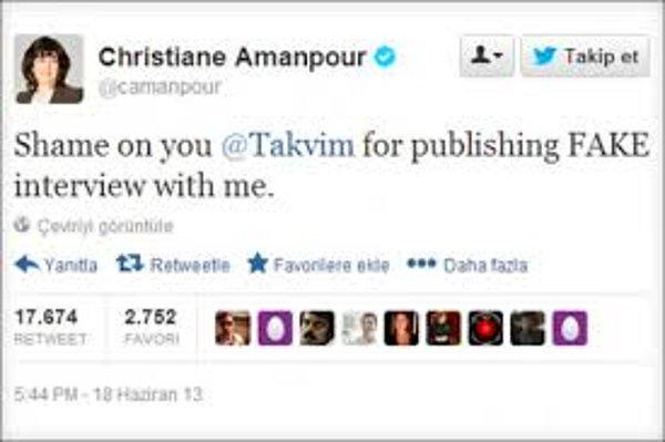5. Christiane Amanpour - Takvim Gazetesi Sahte Röportaj