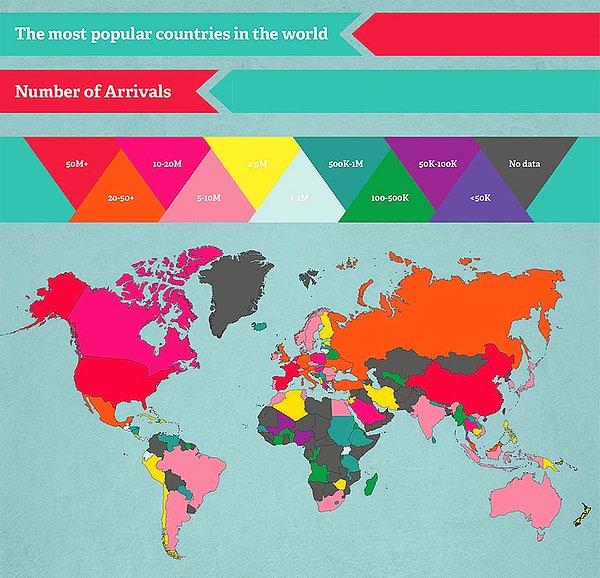 27- Dünya'da En Çok Ziyaret Edilen Yerlerin Haritası