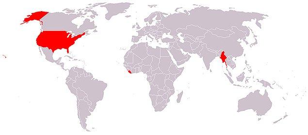 30- Metrik Sistemi Kullanmayan Ülkelerin Haritası
