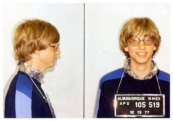 7. Bill Gates ehliyetsiz araba kullanırken yakalanmış -1977