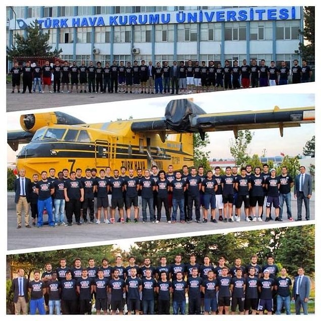 15. Her yerde "THKÜ Football" t-shirtleriyle dolanan insanlar