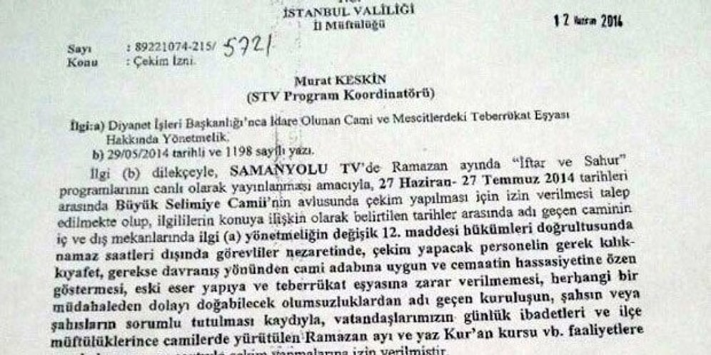 Samanyolu TV'nin İftar ve Sahur Programına Belediyeden Engel