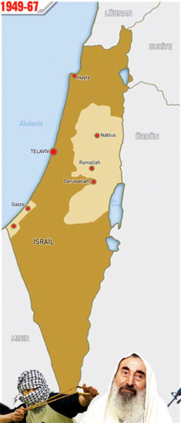 İsrail Devleti kurulur kurulmaz; Mısır, Ürdün, Suriye, Lübnan ve Irak orduları İsrail üzerine saldırıya başladılar. Böylece Birinci Arap-İsrail savaşı başlamıştı. Bu savaş bir yıl kadar sürdü. İsrail'in yetmiş beş bin kişilik bir ordusu olmasına rağmen beş Arap devletini yendi. Birleşmiş Milletlerin çabasıyla yapılan anlaşma sonunda, İsrail toprakları çok genişlemişti.