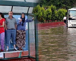 Zonguldak'ta Yağış Yolları Göle Çevirdi