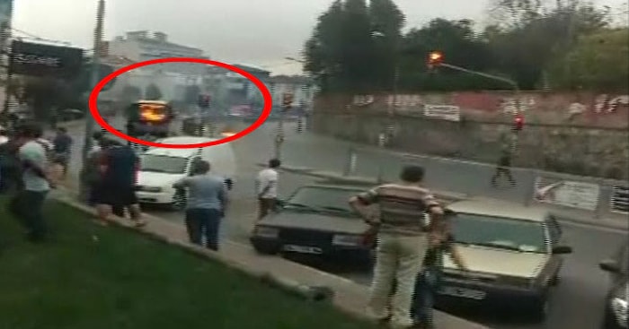 Halk Otobüsüne Molotoflu Saldırı Kamerada!