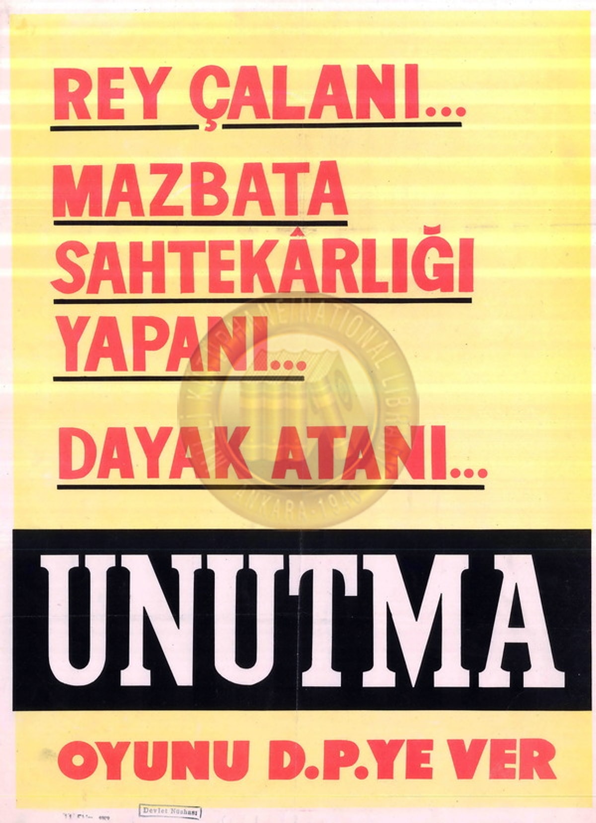 Milli Kütüphane Başkanlığı Arşivinden Türk Siyasetine Ait 50 Afiş