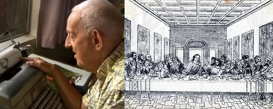 Daktilo ile Sanat Eserleri Oluşturan Adam