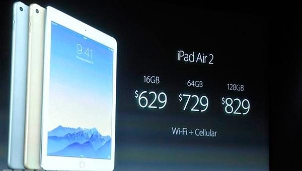 İpad Air 2 Wi-fi+Cellular Fiyat