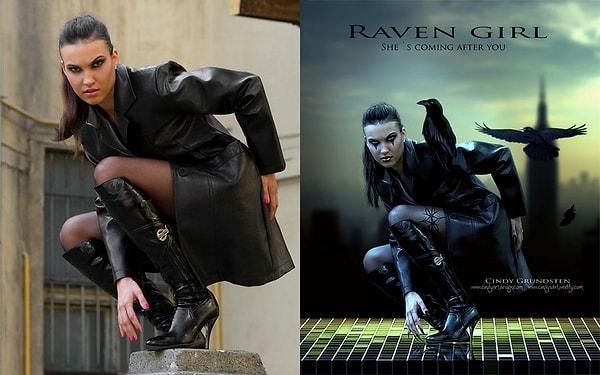 Raven Girl Before and after by CindysArt on deviantART
