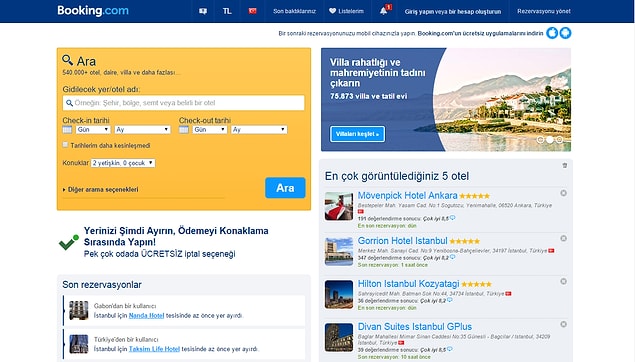 4. Otellerin Sepeti - Booking.com