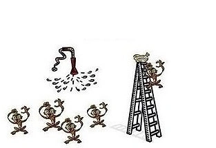 Ne zaman bir maymun merdivenin tepesindeki muzlara ulaşmaya çalışsa bilim adamları diğer maymunları soğuk suyla sırılsıklam ıslatıyorlar.