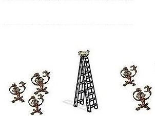 Bunun üzerine doğal olarak, muzlar ne kadar cezbedici olsa da hiçbir maymun merdivene tırmanmaya cesaret edemiyor.