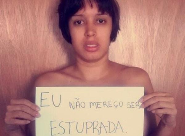 3. Brezilya'da tecavüzü ellerindeki dövizlerle protesto eden kadınlar