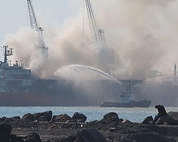 İskenderun Limanında Gemi Yangını