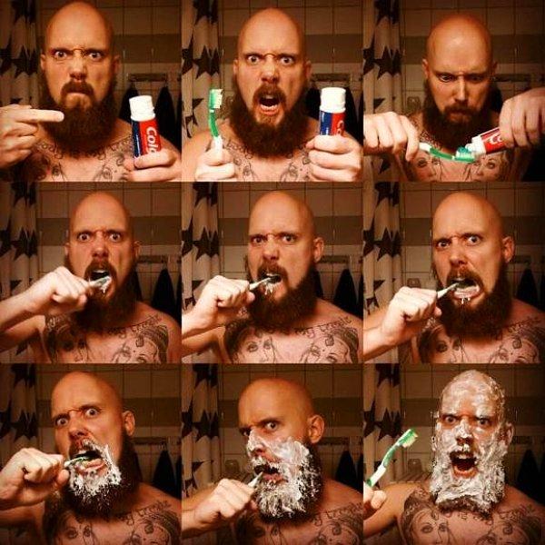 7. Dişinizi fırçalarken üstünüze köpük damlaması.