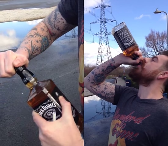 Bir Şişe Viskiyi Tek Dikişte İçen Adam