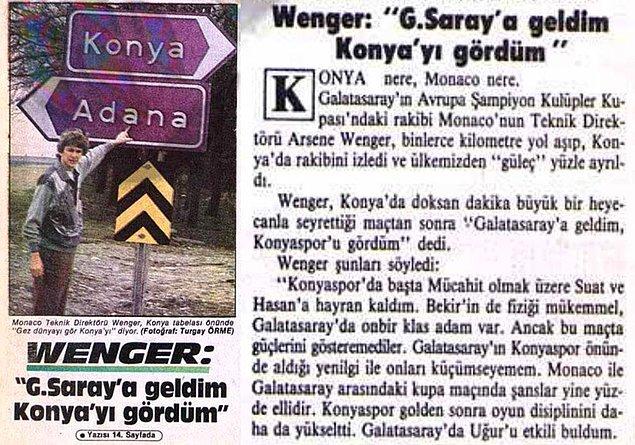 30. Monaco Teknik Direktörü Arsene Wenger, Konyaspor - Galatasaray maçını izlemek için Konya'da. - Aralık 1988