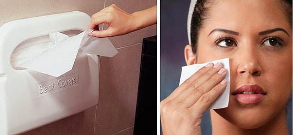 25. Tek kullanımlık klozet kağıtlarının, fazla yağlanmadan dolayı yüzünüzde oluşan parlamayı geçireceğini unutmayın.