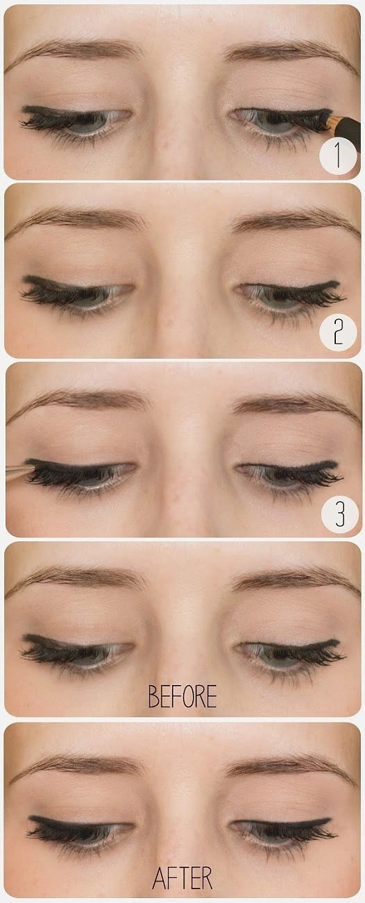 Daha keskin bir çizgiye kolayca ulaşmak için; eyeliner fırçanızla siyah göz farı uygulayın.