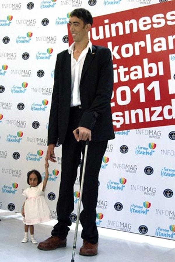 29. ‘’Dünyanın en kısa kadını’’ Elif Kocaman ile ”Dünyanın en uzun adamı” Sultan Kösen, İstanbul’da ”Guinness Rekorlar Kitabı 2011”ın tanıtımı için bir araya geldi.