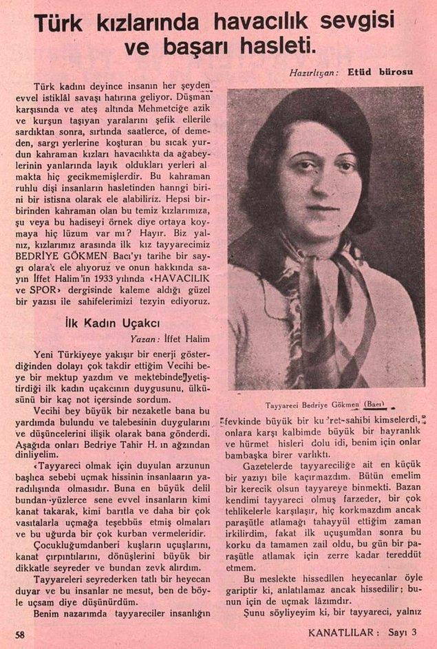 13. İlk kadın pilot: Bedriye Tahir Gökmen (1933)