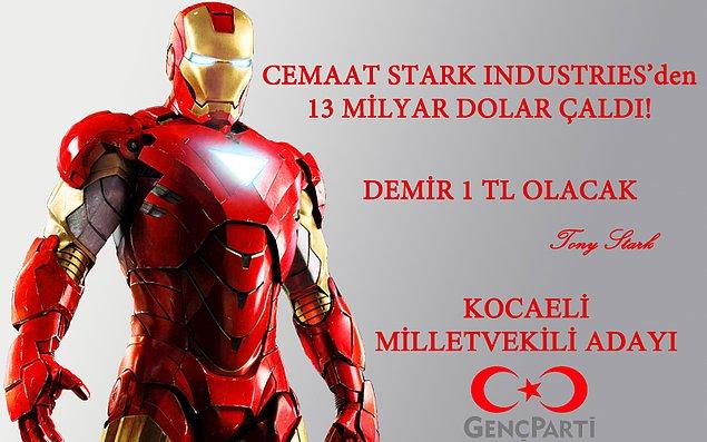 9. Tony Stark (Ironman) - GENÇ PARTİ KOCAELİ MİLLETVEKİLİ ADAYI