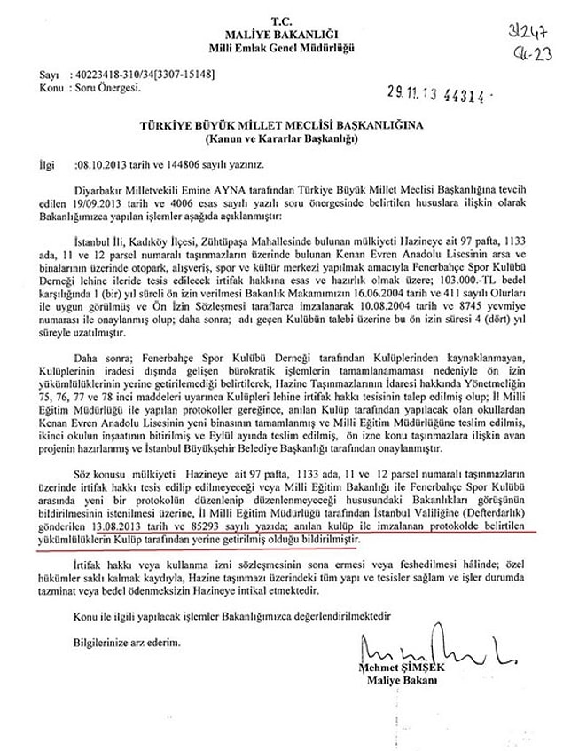 İŞTE FENERBAHÇE'NİN SUNDUĞU BELGELER...