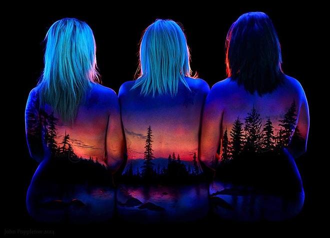 Kadınların Vücuduna Çizdiği Resimleri UV Işınlarıyla Yansıtan Sanatçının 27 Büyüleyici Manzara Resmi