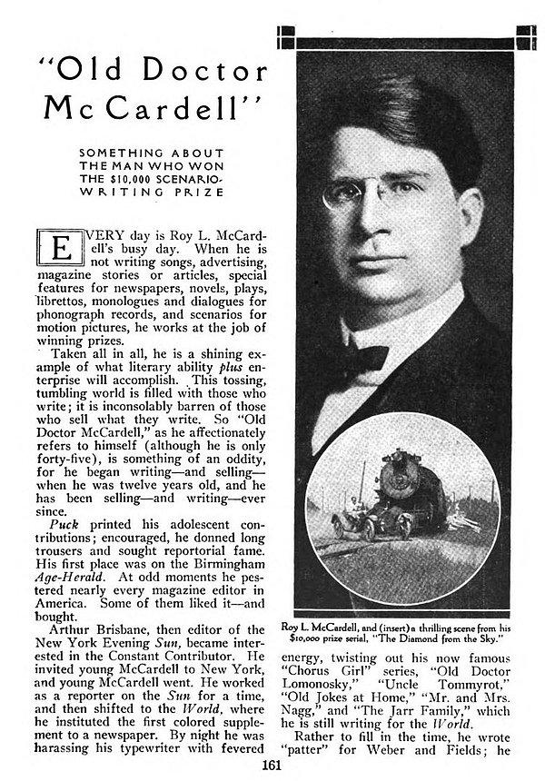 4. İlk senaryo yazarı: Gazeteci Roy McCardell (1900).