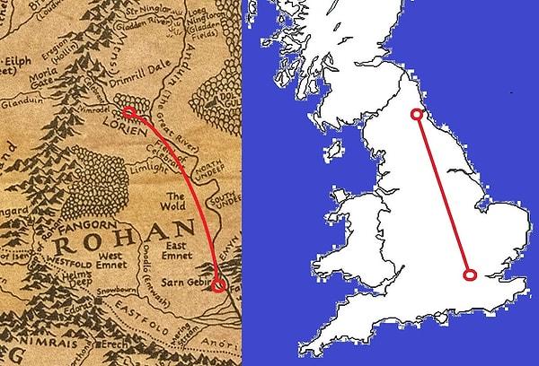 4. Her ne kadar bu yolculukta tekne kullansalar da Altın Orman(Lorien)’dan Göz Tepesi(Amon Hen)’ne 90 saatte 482 km katettiler.