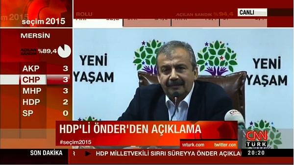 20:30 | Sırrı Süreyya Önder: "Bu sonuçlar savaşa karşı barışın zaferidir"