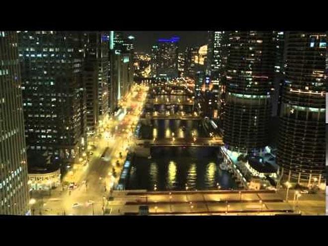 Chicago'da Time Lapse Gece Ve Şehir Işıkları
