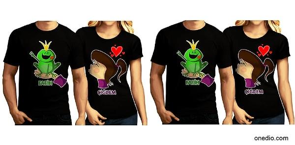 Sevgili Tişörtleri - Siyah - Kurbağa Prens