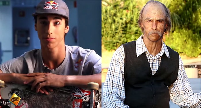 Makyajla Yaşlandırılan Profesyonel Kaykaycıdan Gençlere Şok Etkisi