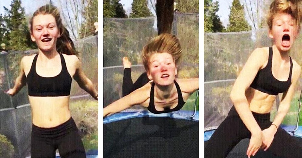 Trambolinde Zıplarken İşeyen Kız!