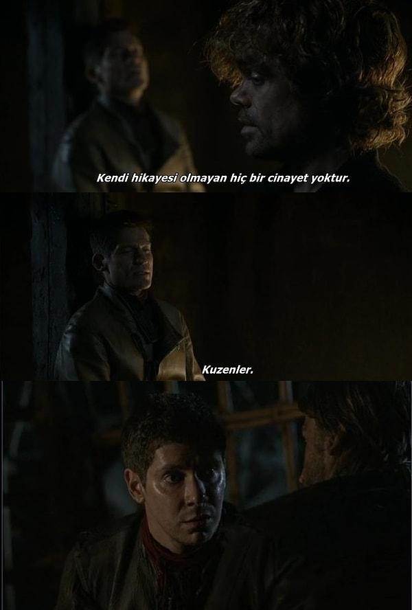 18. Tyrion'ın duruşması yaklaşırken, bu sohbet sanıyorum ki Jaime'yi düşündüğünüzden, daha fazla üzdü.