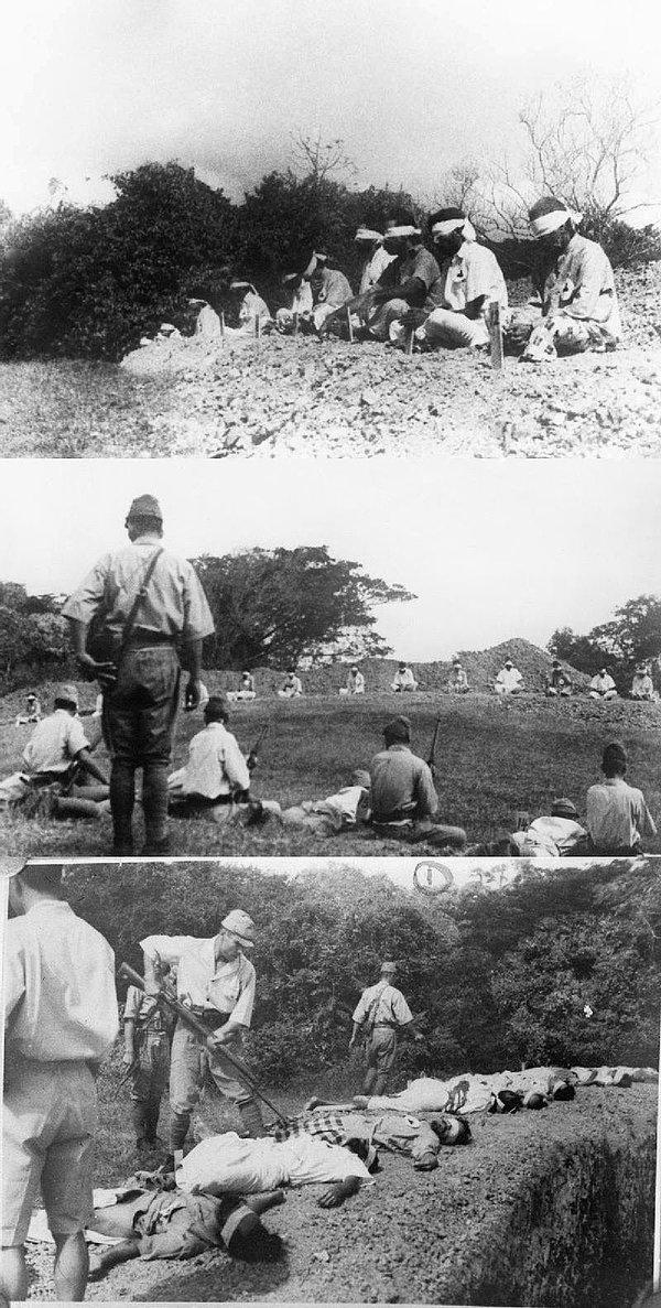 48. Japon birlikleri Hint savaş esirlerini kullanarak atış talimi yaparken, 1942
