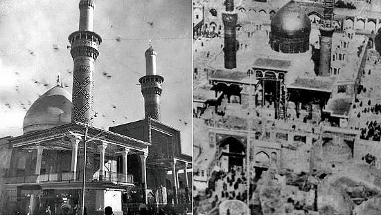 Bu fotoğraf 1915-20'li yıllara ait. Solda görünen Hz.Abbas'ın sağdaki ise Hz.Hüseyin'in türbesidir.