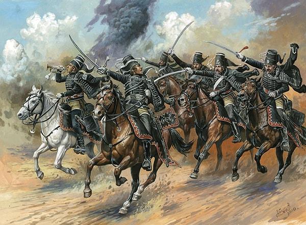 7. Fakat Hussarlar içkilerini piyadelerle paylaşmak istemez, içki fıçılarının etrafını sarıp koruma altına alır, tartışma sürerken bir asker ateş eder.