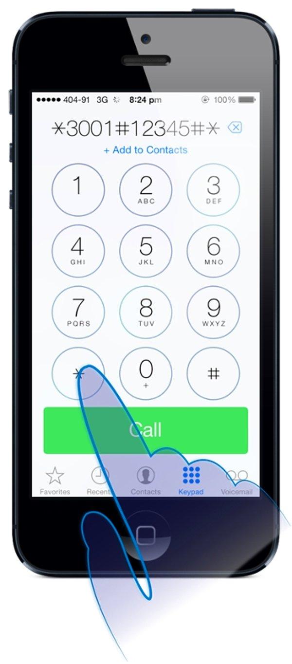 Öncelikle iPhone'unuzun arama ekranına gelin, *3001#12345#* tuşlayın ve arama tuşuna basın.