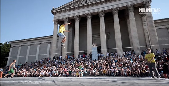 Yer Çekimine Meydan Okuyan Gençlerden İp Üzerinde Muhteşem Akrobasi Dansı Kapışması