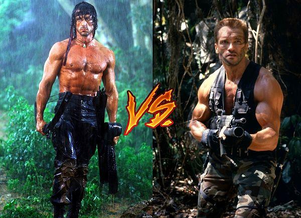 19. İki karakter de bir orduya bedel: Sylvester Stallone'nin 'Rambo'su ve Arnold Schwarzenegger'ın Av filmindeki 'Dutch' karakteri.